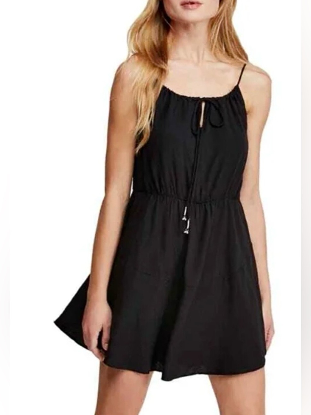 Intimately Free People Slipdress Size Small Black Flowy Rayon Mini Tank Dress
